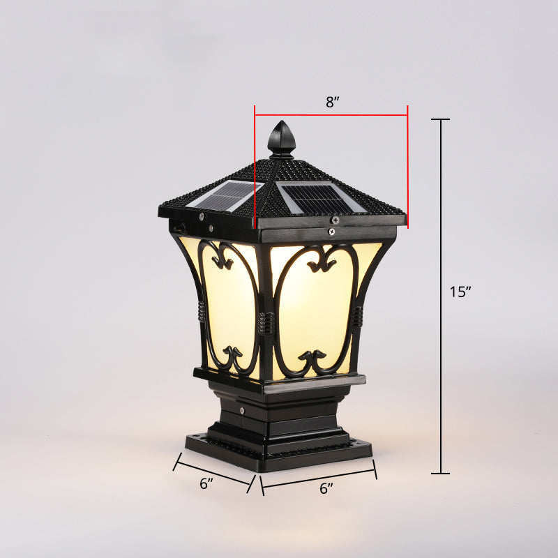 Frosted Glass LED Solar Außenlampe Vintage Flared Gartenpfosten Beleuchtungseinrichtung