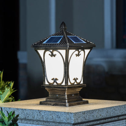Frosted Glass LED Solar Außenlampe Vintage Flared Gartenpfosten Beleuchtungseinrichtung