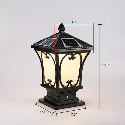 Frosted Glass LED Solar Außenlampe Vintage Flared Gartenpfosten Beleuchtungseinrichtung
