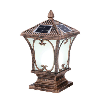 Frosted Glass LED Solar Außenlampe Vintage Flared Gartenpfosten Beleuchtungseinrichtung