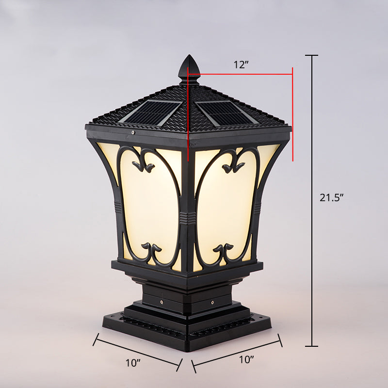 Frosted Glass LED Solar Außenlampe Vintage Flared Gartenpfosten Beleuchtungseinrichtung