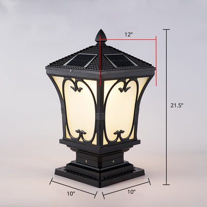 Frosted Glass LED Solar Außenlampe Vintage Flared Gartenpfosten Beleuchtungseinrichtung