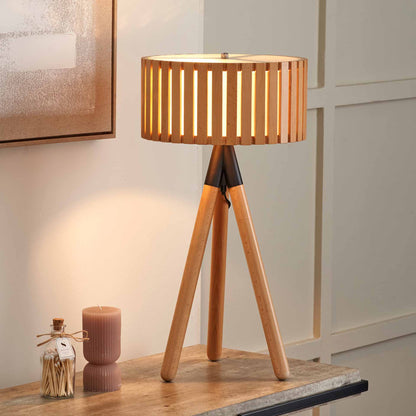 Hemsby Natürliche Holzlatten-Stativ-Tischlampe