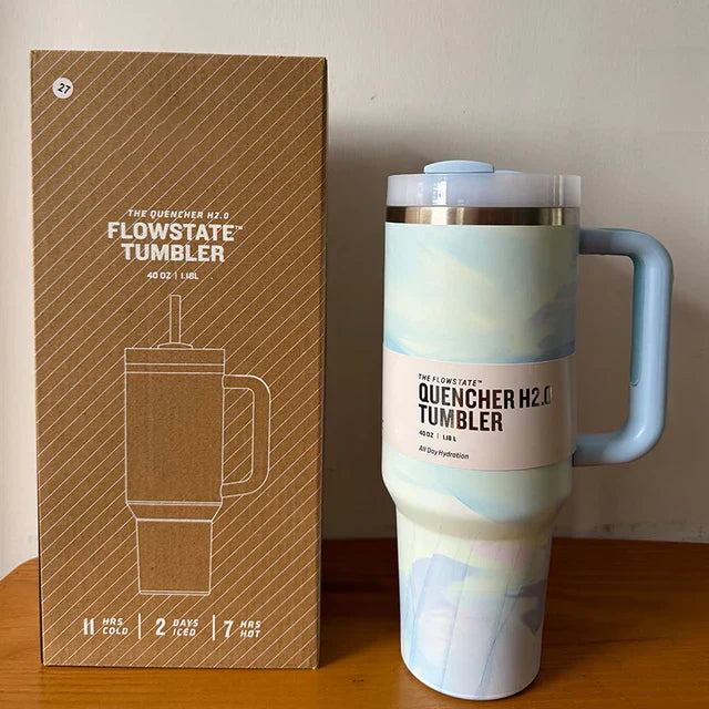 40 Oz Isolierter Edelstahl Reisebecher mit Henkel, Auslaufsicherem Deckel & Strohhalm