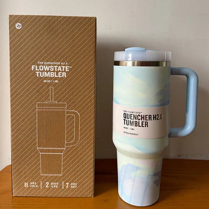 40 Oz Isolierter Edelstahl Reisebecher mit Henkel, Auslaufsicherem Deckel & Strohhalm
