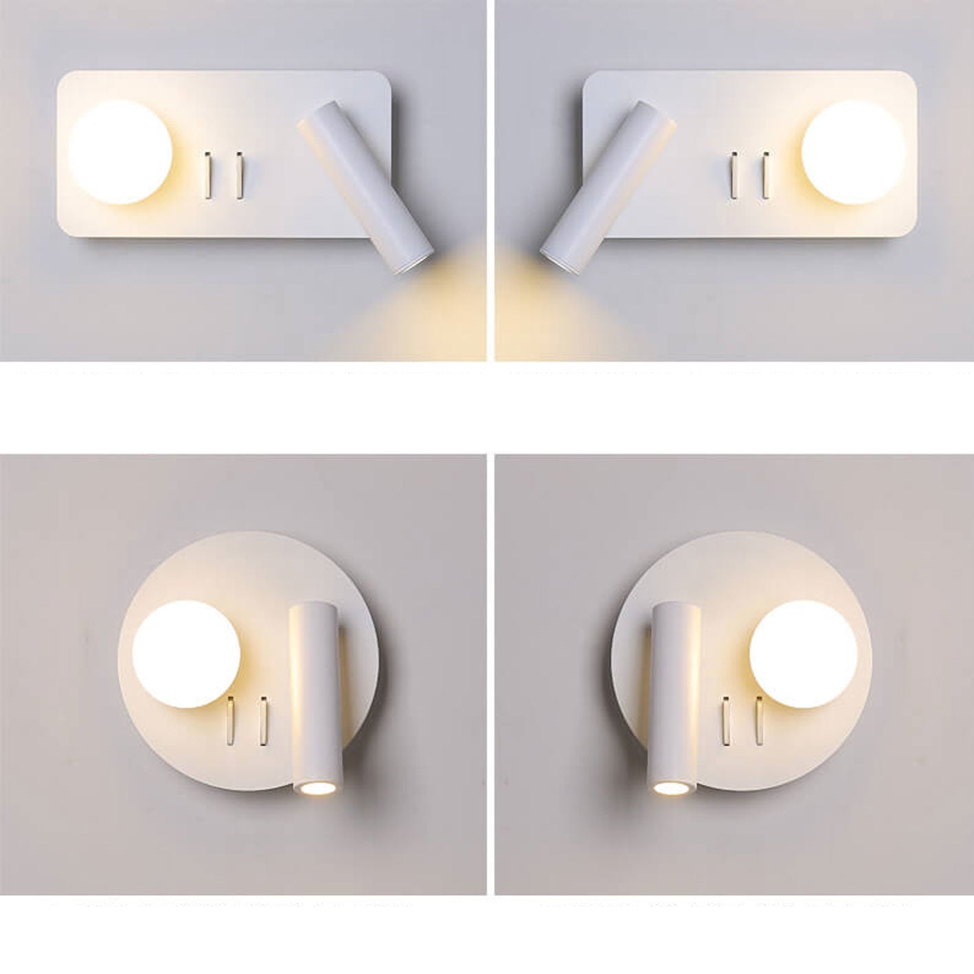 Garduru Nordic LED Wandleuchte | Rund & Eckig | Minimalistisches Design | Leselampe mit Acryl & Eisen