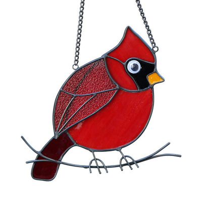 Cardinal Crystal Suncatcher | Buntglas