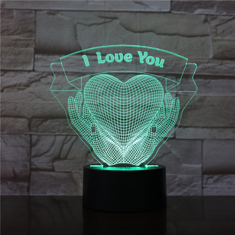 Hände Halten Herz 3D LED Liebes Nachttischlampe Geschenk