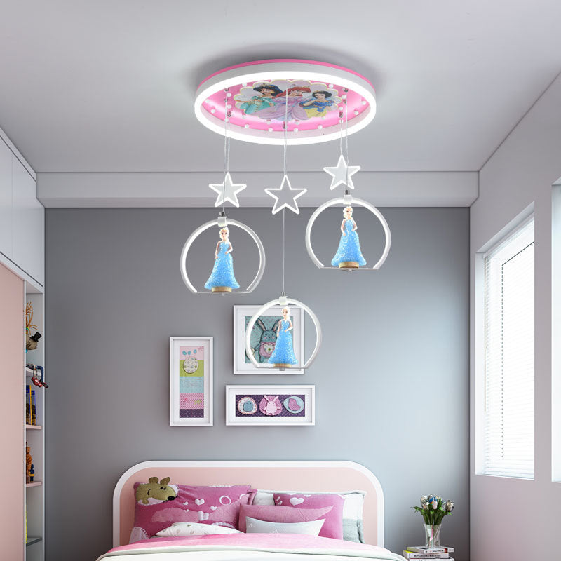 Princess Hängeleuchte - Cartoon LED Acryl Pendelleuchte für Mädchen Schlafzimmer