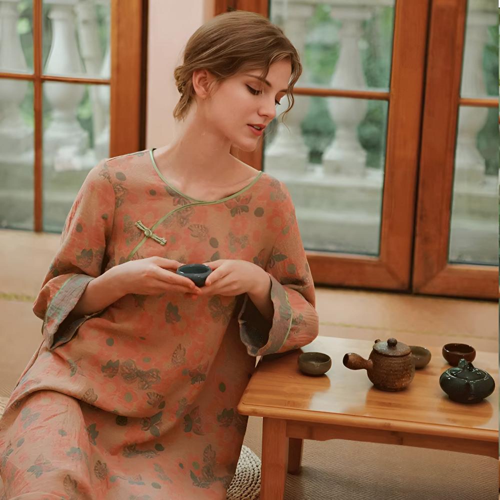 Retro-Stil Langarm-Nachtkleid