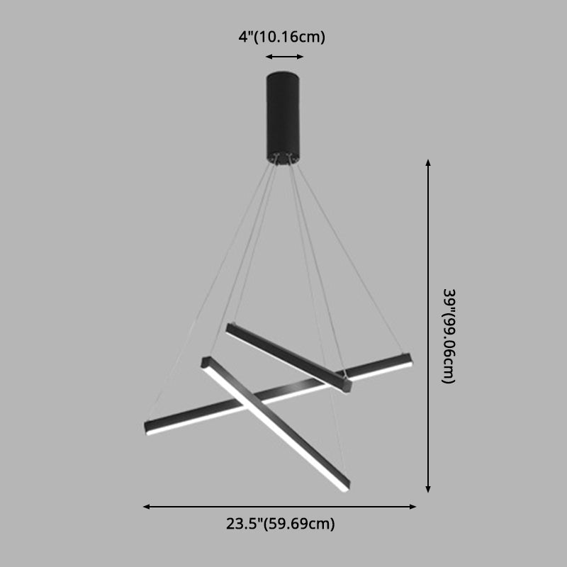 Schwarze LED-Hängelampe im minimalistischen Metallstil für die Lobby