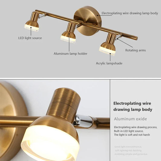 Drehbare Vintage LED Wandlampe Spiegel Leuchte 2-3 Köpfe
