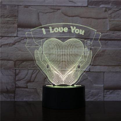 Hände Halten Herz 3D LED Liebes Nachttischlampe Geschenk