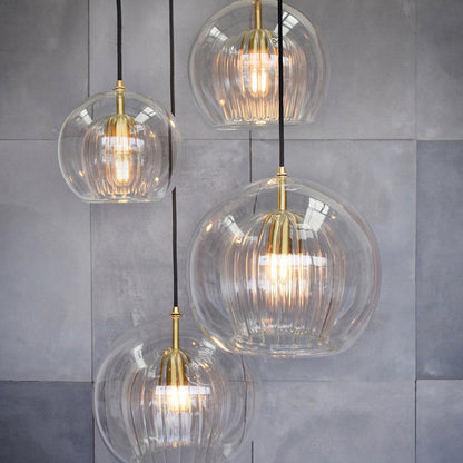 Globe Stair Pendant Lighting Klarglas 1 Kopf Nordic Hängelampen-Set