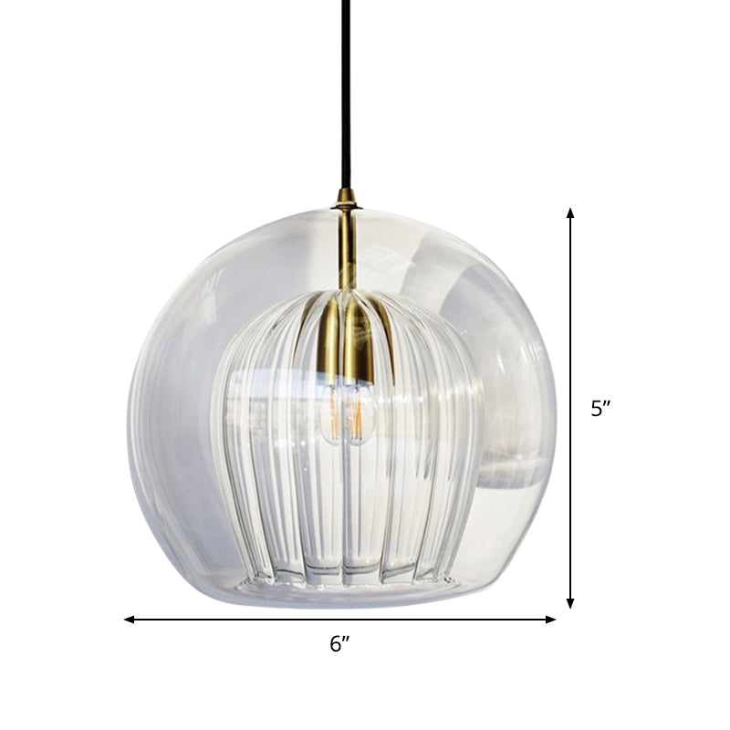 Globe Stair Pendant Lighting Klarglas 1 Kopf Nordic Hängelampen-Set