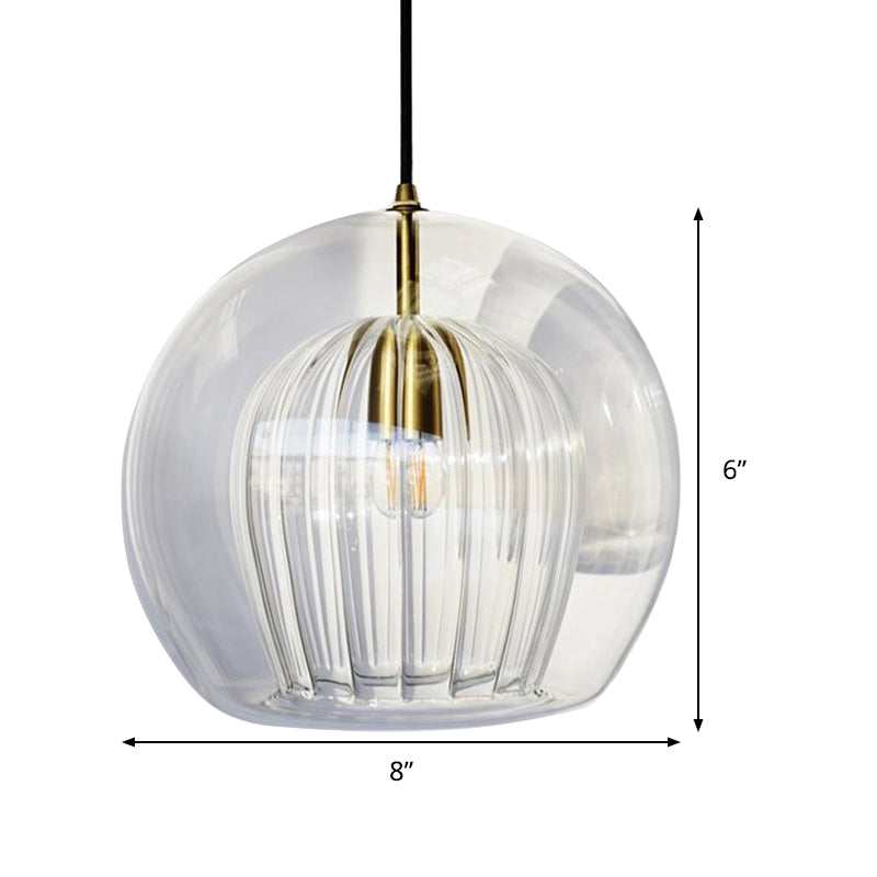 Globe Stair Pendant Lighting Klarglas 1 Kopf Nordic Hängelampen-Set