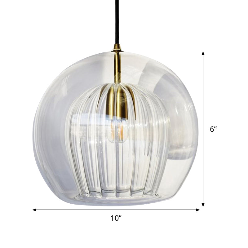 Globe Stair Pendant Lighting Klarglas 1 Kopf Nordic Hängelampen-Set