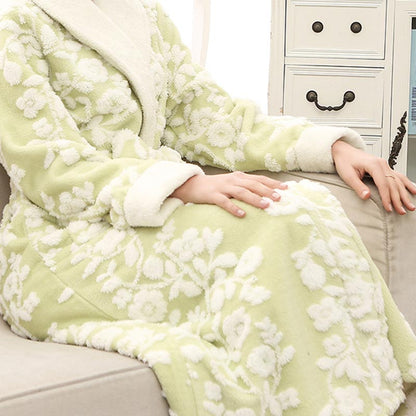 Garduru Flower Jacquard Fleece Pyjama Langer Bademantel