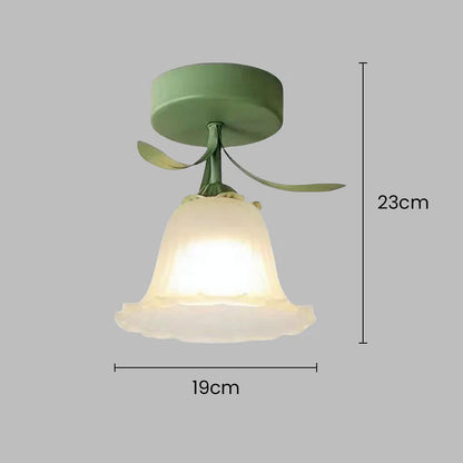 Deckenleuchte mit floralem Glas-Schirm-Design