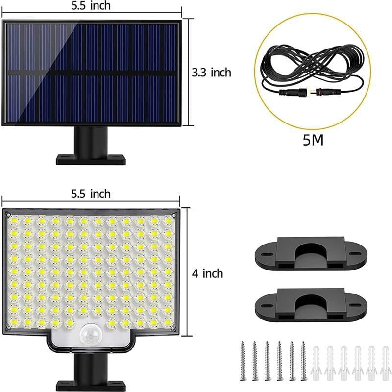 Garduru - 106 LED-Solar-Außenleuchte mit Bewegungsmelder