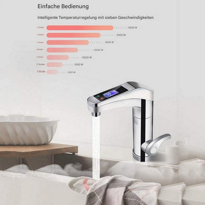 Elektrischer Wasserhahn mit Durchlauferhitzer und LED-Temperaturanzeige