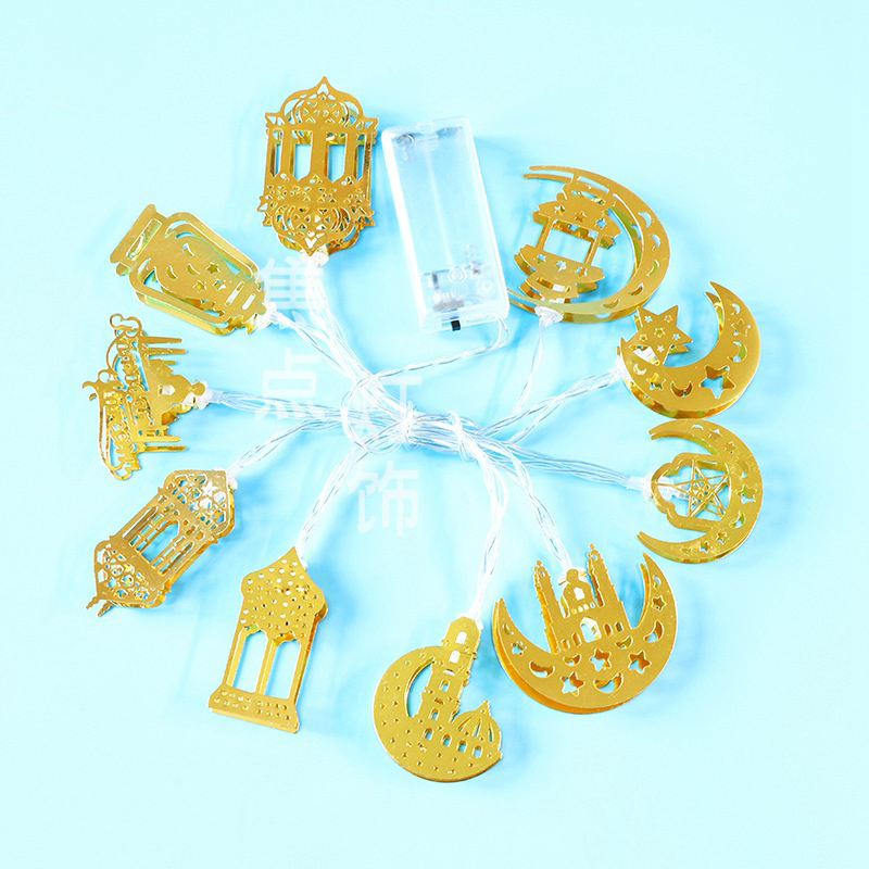 Bunte LED Lichterkette – Dekorative Lichter mit Mond- und Laternenmotiven für Wohnung und Garten