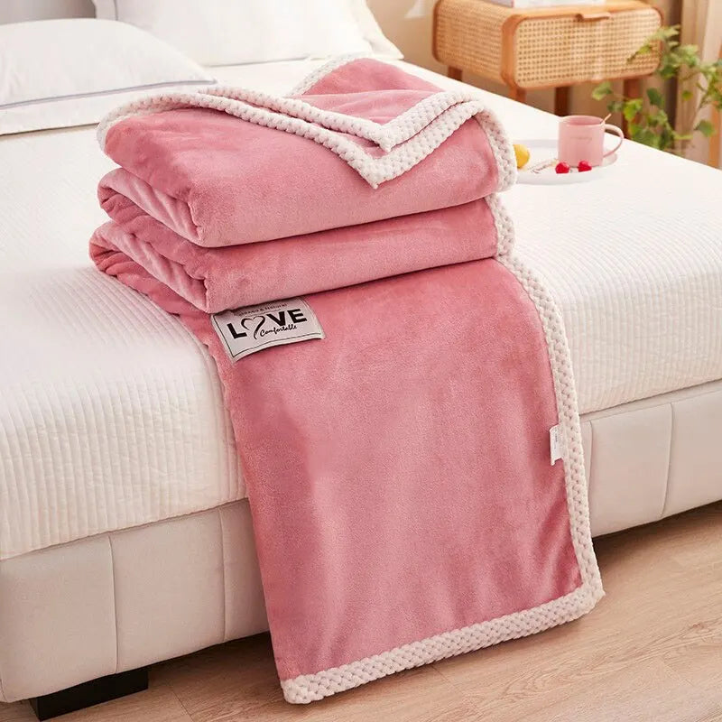 Flanell-Fleece Kuscheldecke in Rosa