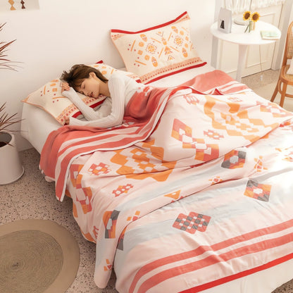 Chevron-Design Vier-Layer Baumwolle Decke