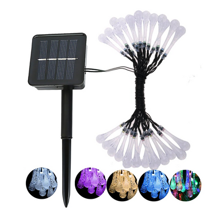 Solar LED Lichterkette – Bunte Tropfenlichter für Garten, Terrasse und Dekoration