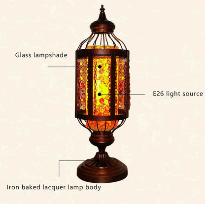 Garduru Vintage Türkische Tischlampe | Buntglas-Laterne | 1-flammig | Orientalisches Design