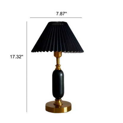 Garduru Vintage Design LED Tischlampe | Retro Faltenschirm | Kolonnenbasis | Stimmungslicht | Dekolampe für Zuhause