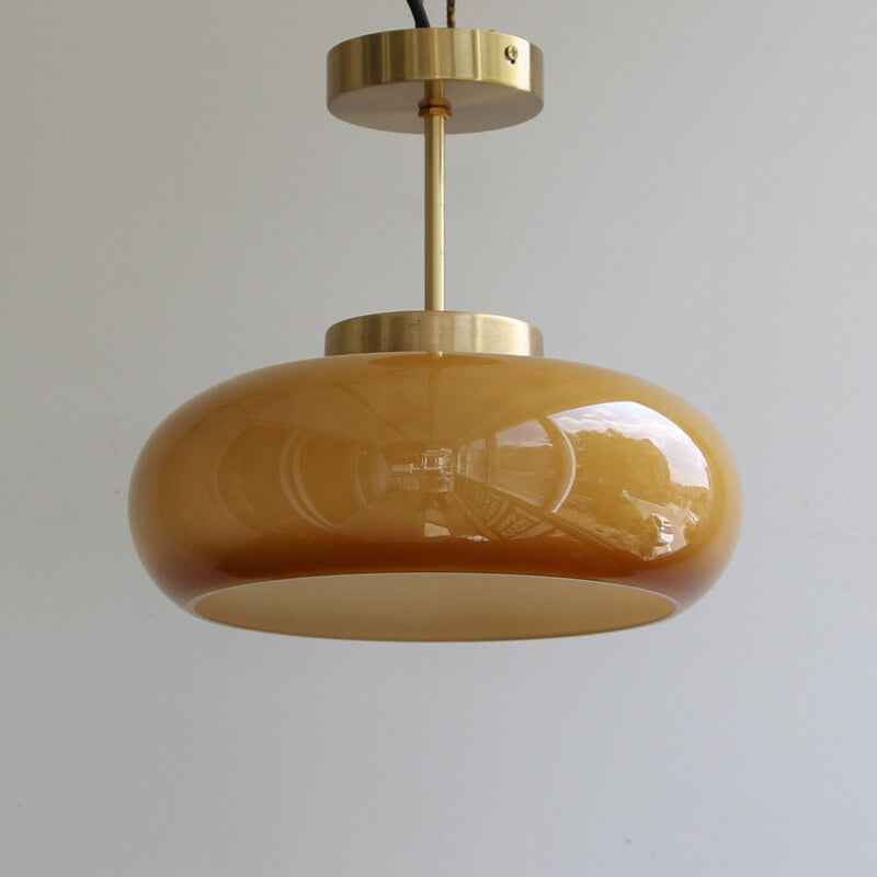 Deckenleuchte Vintage Glas Messing Semi Flush