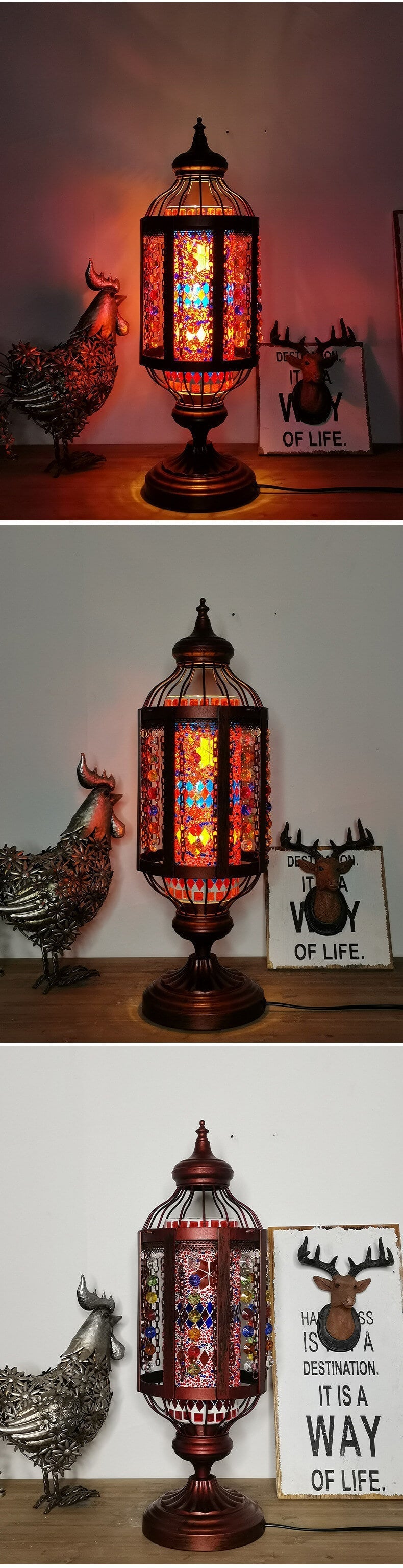 Garduru Vintage Türkische Tischlampe | Buntglas-Laterne | 1-flammig | Orientalisches Design