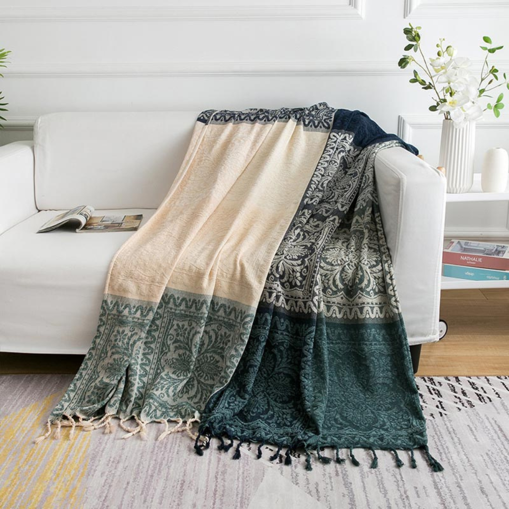 Floral Quasten Strick Bohemian Decke