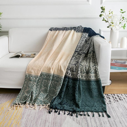 Floral Quasten Strick Bohemian Decke