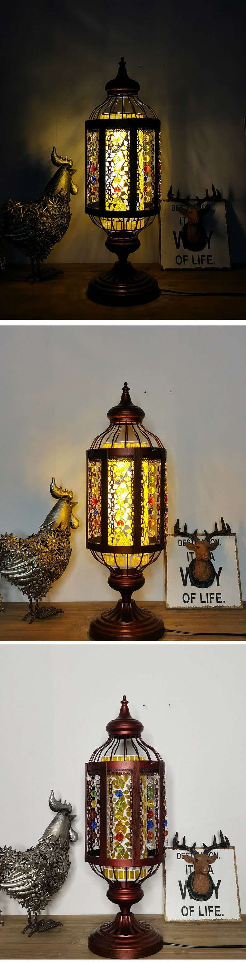 Garduru Vintage Türkische Tischlampe | Buntglas-Laterne | 1-flammig | Orientalisches Design