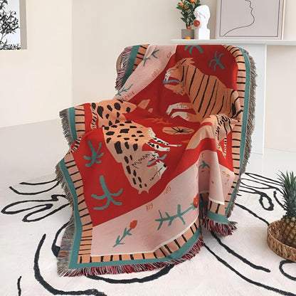 Leopard gewebte Quasten-Decke