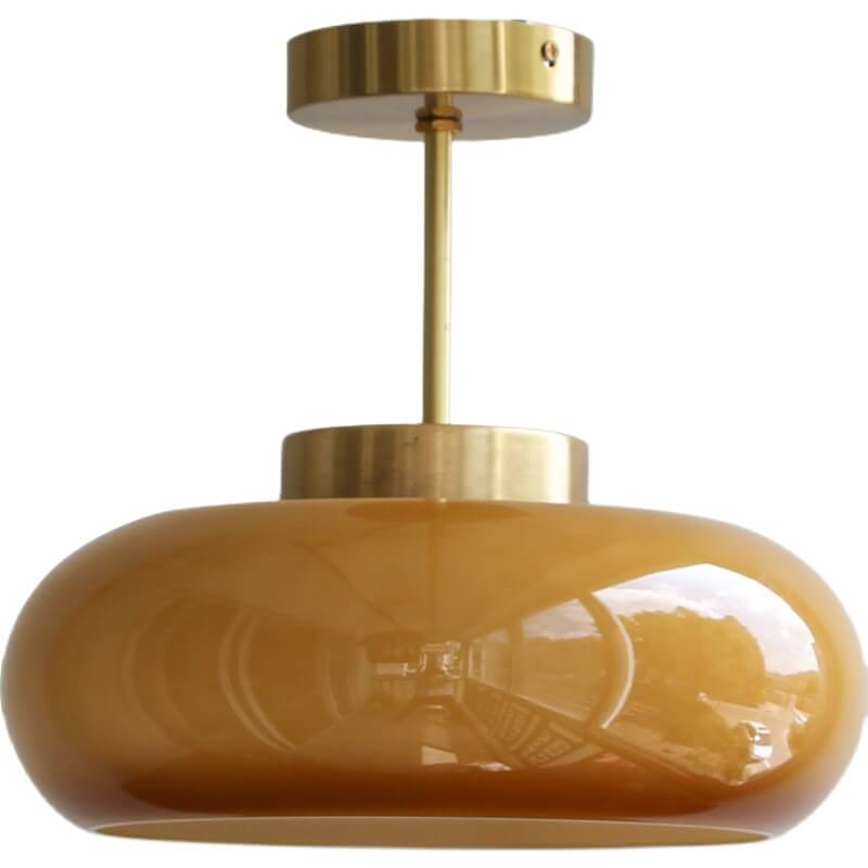 Deckenleuchte Vintage Glas Messing Semi Flush