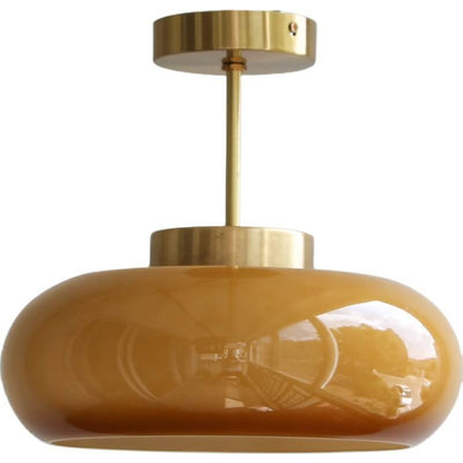 Deckenleuchte Vintage Glas Messing Semi Flush