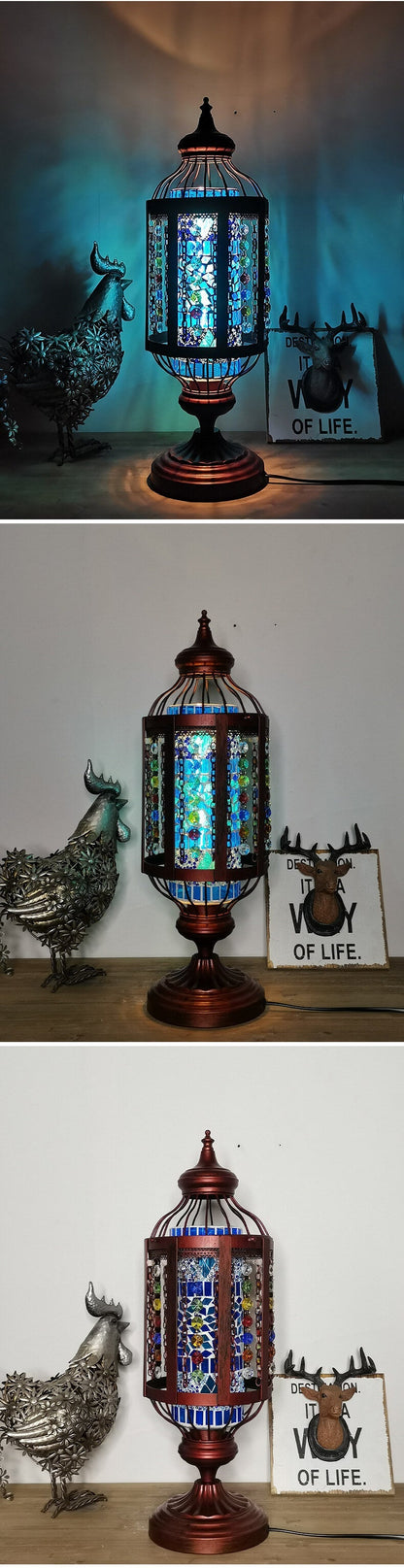 Garduru Vintage Türkische Tischlampe | Buntglas-Laterne | 1-flammig | Orientalisches Design