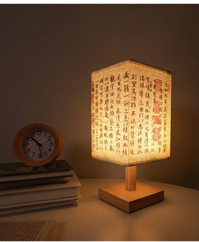 Garduru Tischlampe mit Stoffschirm | Dimmbares Nachtlicht im chinesischen Stil | Elegante Nachttischlampe & Schreibtischlampe - Konsta