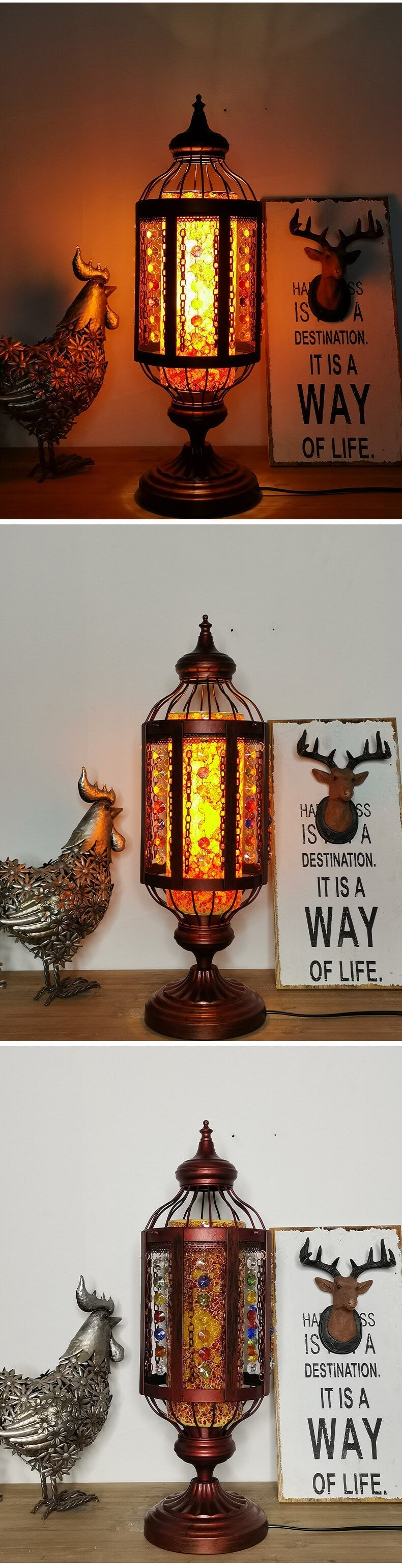 Garduru Vintage Türkische Tischlampe | Buntglas-Laterne | 1-flammig | Orientalisches Design