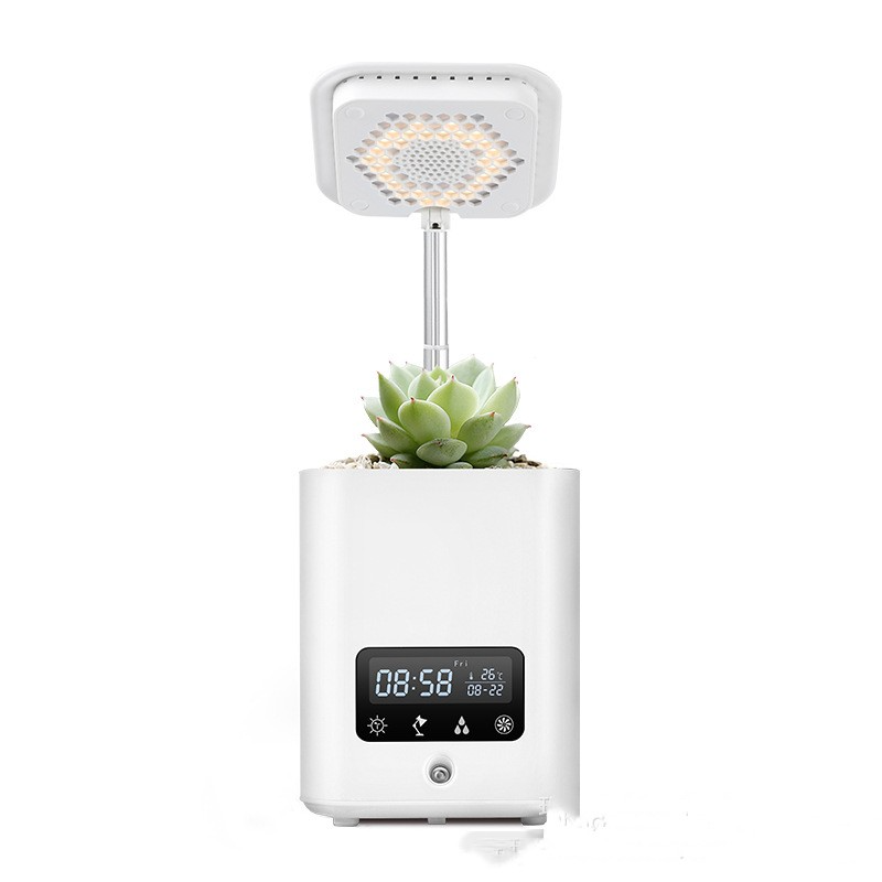 Smart Hydroponic Plant Pot with Diffuser and Desk Lamp for Indoor Use