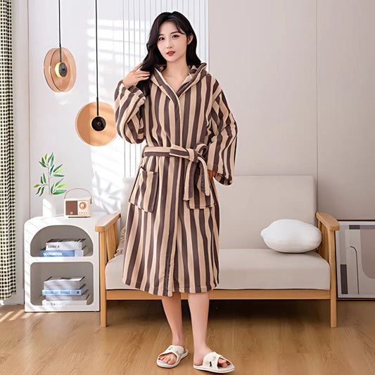 Cloud-Soft Unisex Gestreifter Bademantel