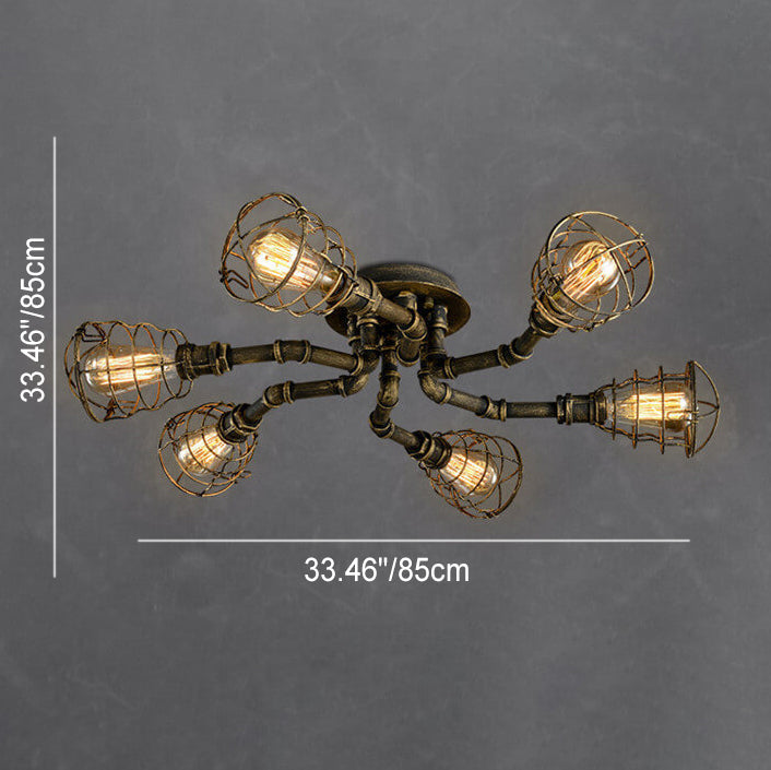 Garduru Industrielle Vintage Deckenleuchte | 4/6/8 Lichter | Wasserrohr-Design aus Eisen