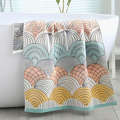 Shell Print Jacquard Baumwoll-Badehandtuch