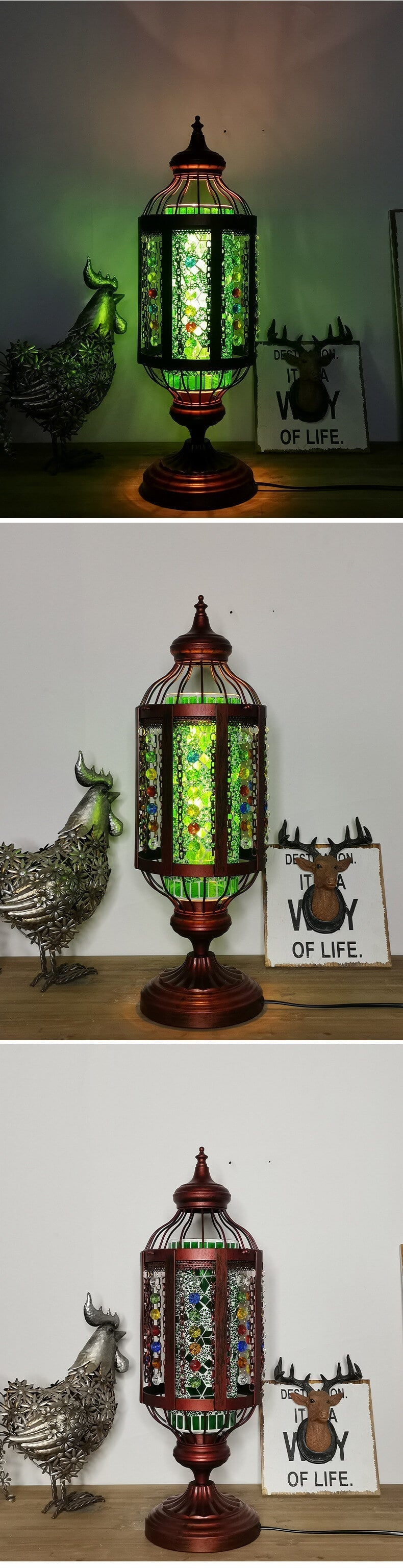 Garduru Vintage Türkische Tischlampe | Buntglas-Laterne | 1-flammig | Orientalisches Design