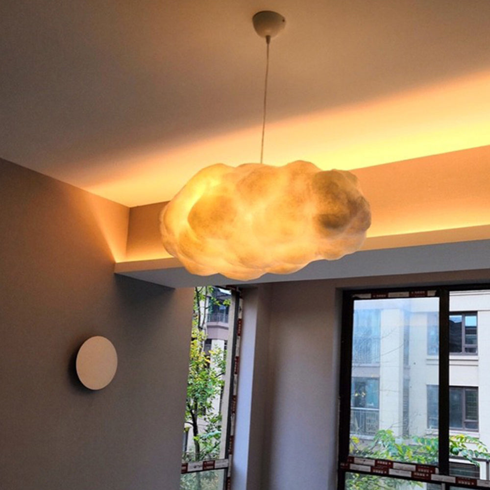 Garduru | Designer Cloud LED Hängelampe PVC/Baumwolle Weiß Schlaf-/Ess-/Wohnzimmer