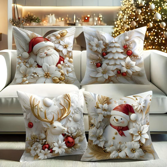 Weihnachts Charm Samt Kissenbezüge | Set von 4