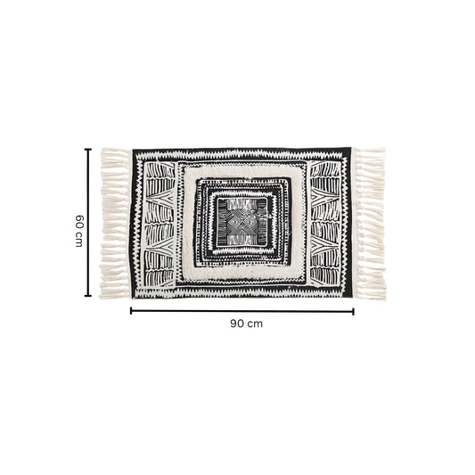 Schwarze und Weiße Geometrische Quasten Fußmatte